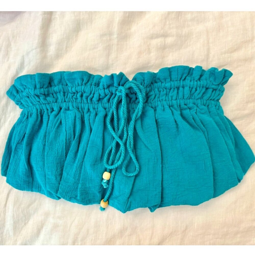 Free People Teal Crop Bubble Top